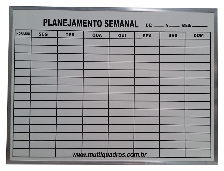 Quadro de Planejamento Semanal